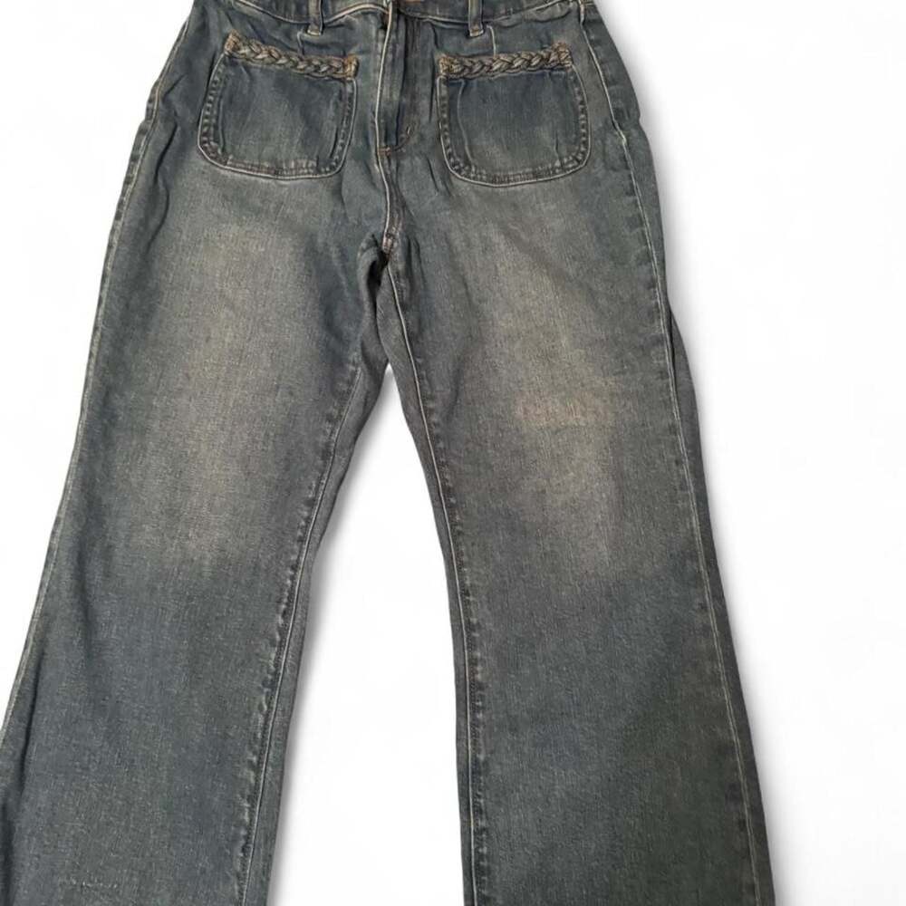 LOFT The Kick Crop Braided Detail Petite Denim Jeans Size 28